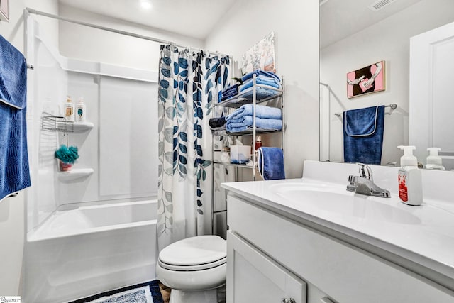 124 Highland Station Dr, Clinton, SC 29325 - bathroom featuring vanity, toilet, and shower / tub combo with curtain