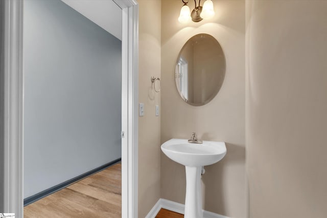 bathroom featuring wood finished floors