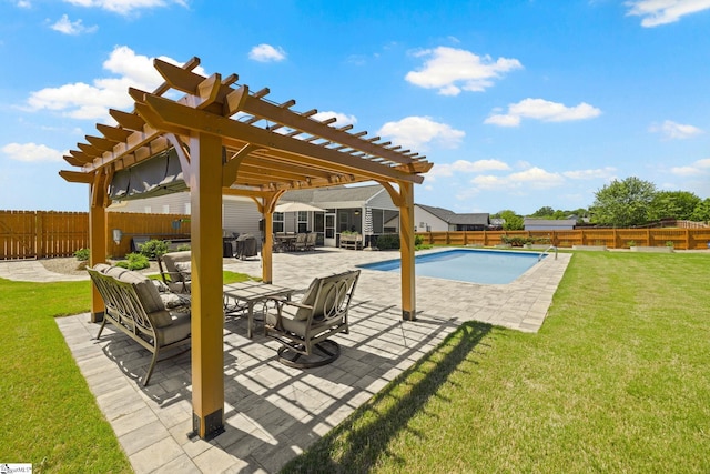 327 Terra Plains Dr, Greer, SC 29651 - view of pool with a fenced backyard, a fenced in pool, a pergola, and a yard