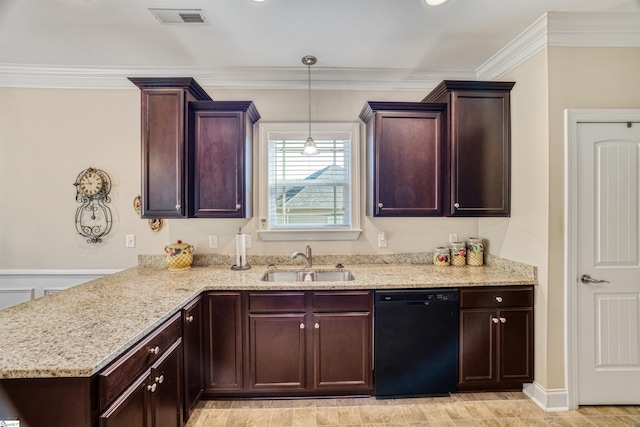 127 Alberta Cir, Piedmont, SC 29673 - kitchen with light stone counters, visible vents, a sink, and dishwasher