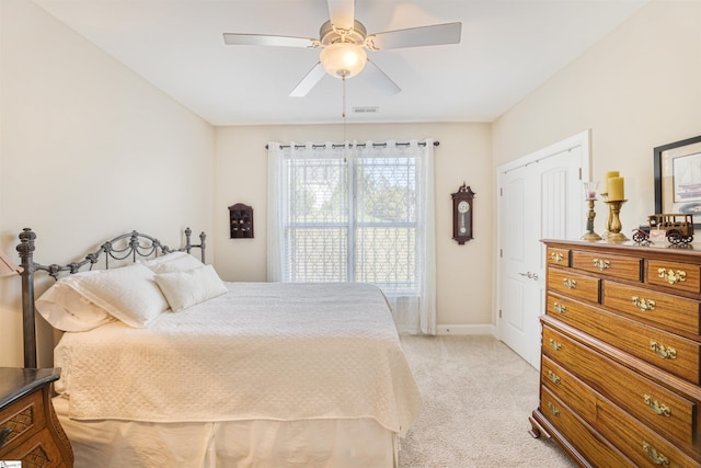 127 Alberta Cir, Piedmont, SC 29673 - bedroom with a ceiling fan, baseboards, light colored carpet, and visible vents