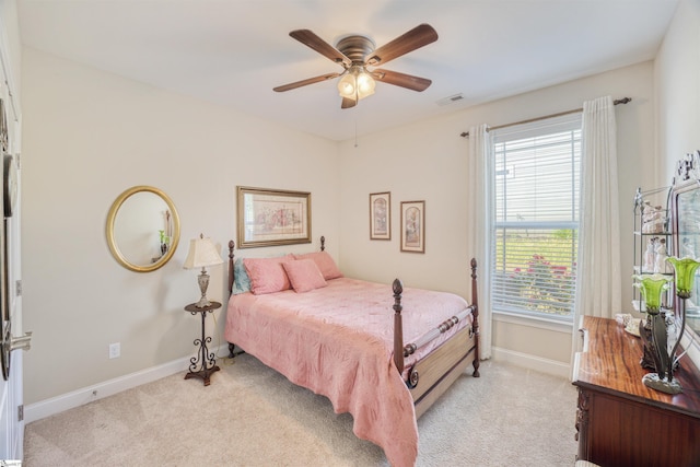 127 Alberta Cir, Piedmont, SC 29673 - bedroom featuring baseboards, ceiling fan, visible vents, and light carpet