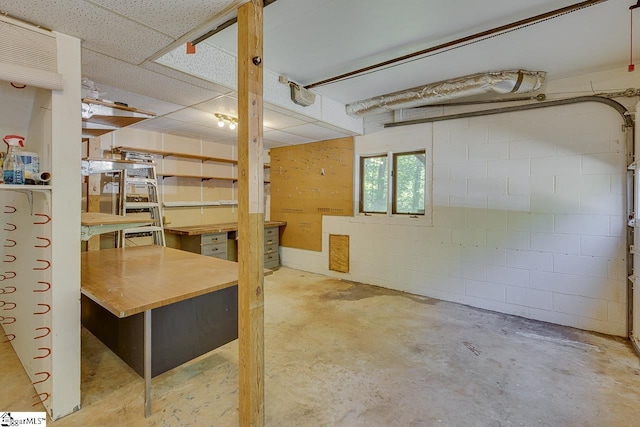 118 Pine Ln, Simpsonville, SC 29681 - basement featuring a drop ceiling and concrete block wall