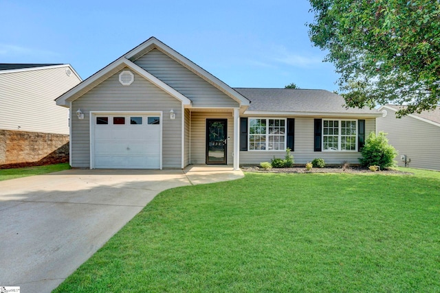 232 Ashley Danielle Dr, Duncan, SC 29334 - ranch-style house with a shingled roof, an attached garage, concrete driveway, and a front yard