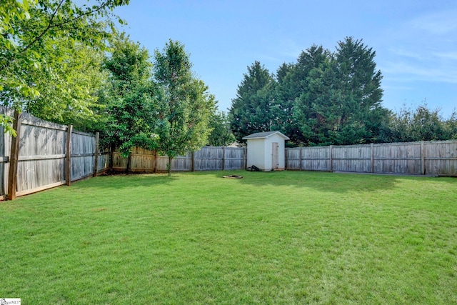232 Ashley Danielle Dr, Duncan, SC 29334 - view of yard featuring an outdoor structure, a fenced backyard, and a storage unit