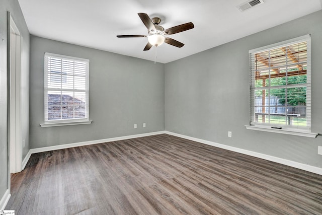 232 Ashley Danielle Dr, Duncan, SC 29334 - unfurnished room with ceiling fan, visible vents, a wealth of natural light, and wood finished floors