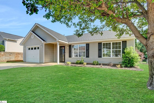 232 Ashley Danielle Dr, Duncan, SC 29334 - ranch-style house with a garage, a front lawn, roof with shingles, and driveway