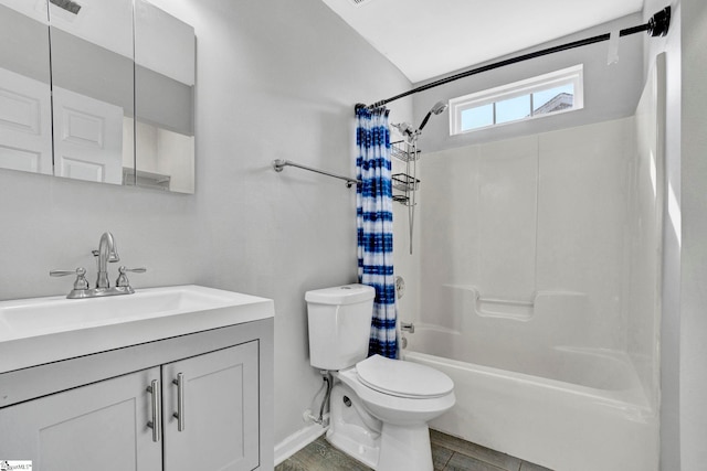 232 Ashley Danielle Dr, Duncan, SC 29334 - bathroom with vanity, shower / bathtub combination with curtain, toilet, and wood finished floors