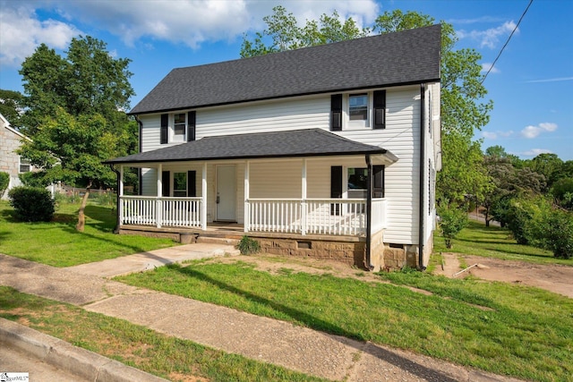 6 Liberty St, Piedmont, SC 29673 - view of front of property featuring a porch, a shingled roof, and a front lawn