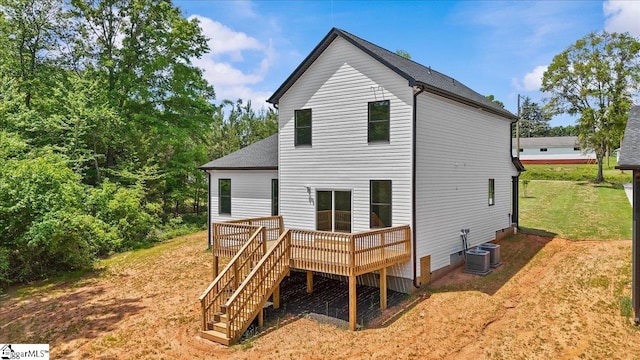 13 Lyman Lake Rd, Lyman, SC 29365 - rear view of property featuring a lawn, a wooden deck, and stairs