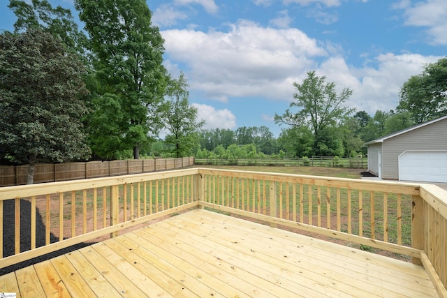deck with a fenced backyard