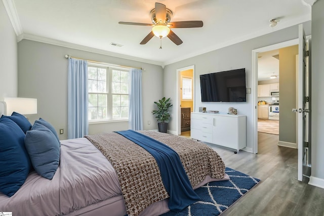 118 Wonderberry Ct, Boiling Springs, SC 29316 - bedroom featuring ornamental molding, wood finished floors, baseboards, and ceiling fan