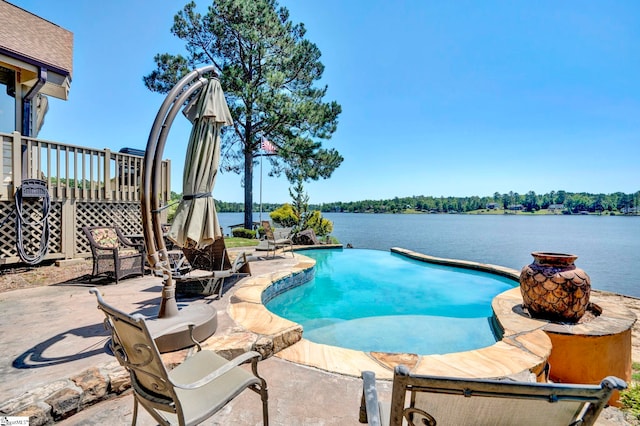 105 Seabright Cir, Cross Hill, SC 39332 - pool featuring a water view and a patio area
