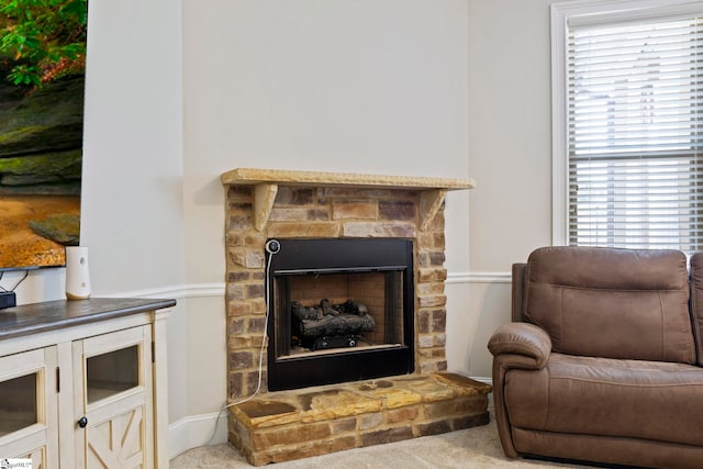 interior space with a healthy amount of sunlight and a fireplace