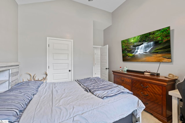 bedroom featuring vaulted ceiling