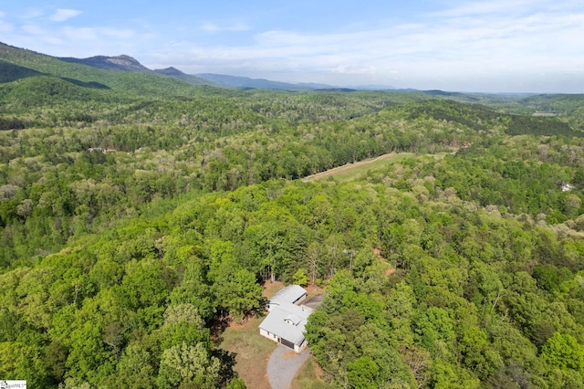 aerial view with a wooded view