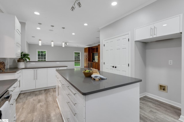 205 Rosebank Way, Greenville, SC 29615 - kitchen with dark countertops, white cabinets, and recessed lighting