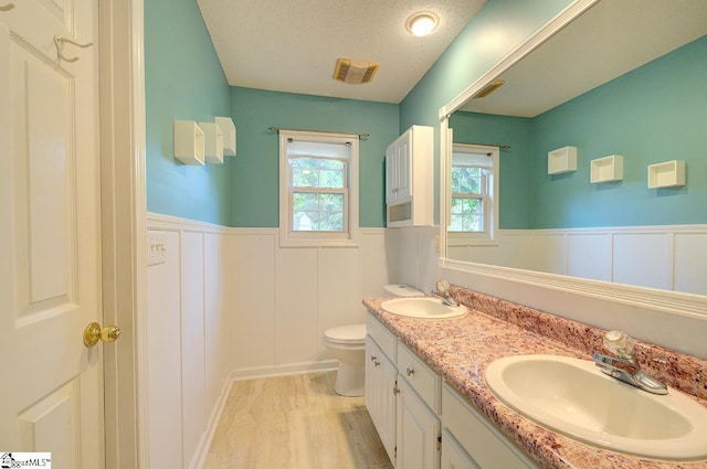602 Habersham Ln, Easley, SC 29642 - bathroom with toilet, wainscoting, a sink, and a decorative wall