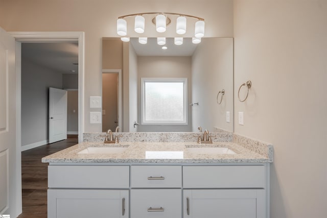 241 Carriage Gate Dr, Wellford, SC 29385 - full bathroom with a sink, double vanity, and wood finished floors