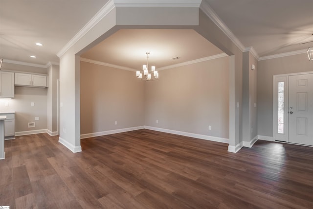 241 Carriage Gate Dr, Wellford, SC 29385 - entryway featuring an inviting chandelier, baseboards, and dark wood-style flooring