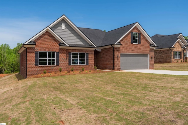 241 Carriage Gate Dr, Wellford, SC 29385 - craftsman house featuring brick siding, an attached garage, a front yard, and concrete driveway