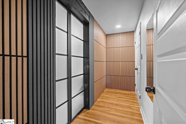 interior space featuring recessed lighting and wood finished floors