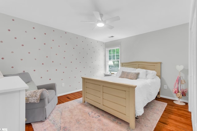 4 Barley Mill Dr, Greer, SC 29651 - bedroom featuring visible vents, a ceiling fan, light wood finished floors, and baseboards