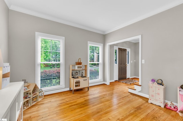 4 Barley Mill Dr, Greer, SC 29651 - game room featuring baseboards, ornamental molding, and light wood finished floors