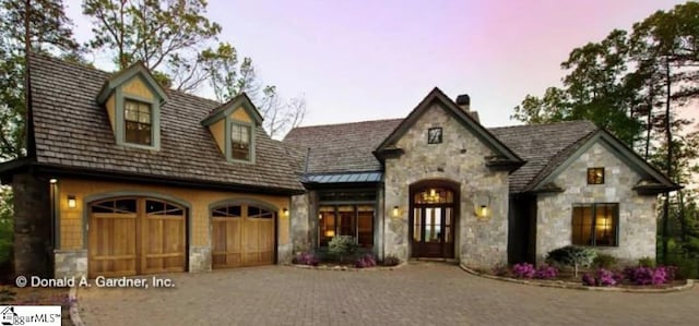 May Apple Way Lot 232, Landrum, SC 29356 - view of front facade with a standing seam roof, a chimney, driveway, and stone siding