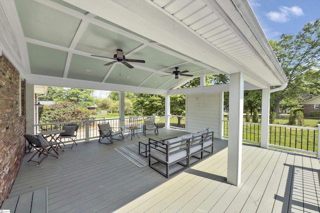deck featuring ceiling fan