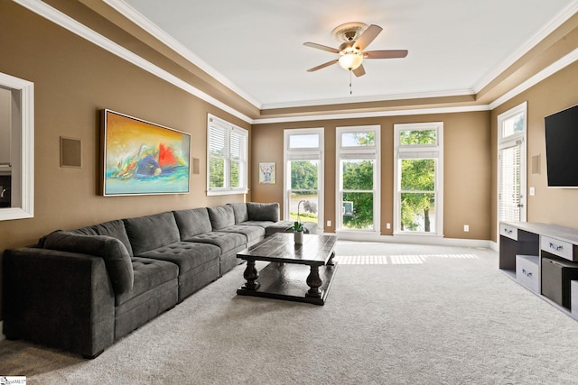 312 Stonebrook Farm Way, Greenville, SC 29615 - living area featuring crown molding, ceiling fan, a wealth of natural light, and carpet