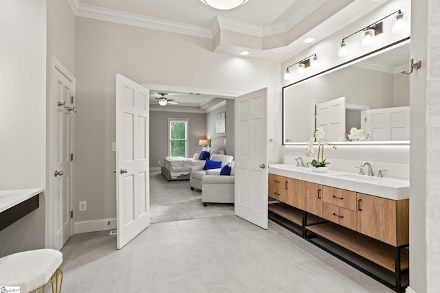 312 Stonebrook Farm Way, Greenville, SC 29615 - ensuite bathroom with a sink, ornamental molding, connected bathroom, and double vanity