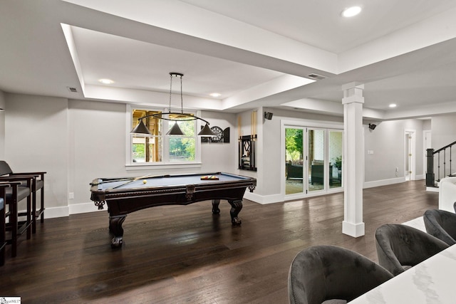 312 Stonebrook Farm Way, Greenville, SC 29615 - playroom with baseboards, a tray ceiling, ornate columns, and visible vents