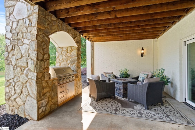 312 Stonebrook Farm Way, Greenville, SC 29615 - view of patio featuring exterior kitchen, a fire pit, and a grill