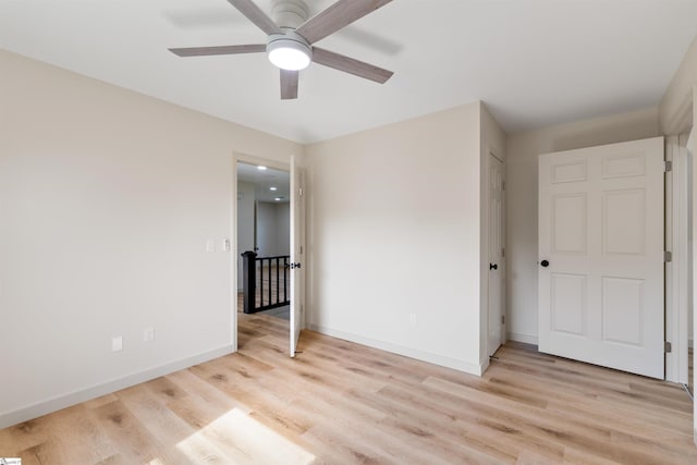 406 Creekside Dr, Boiling Springs, SC 29316 - unfurnished bedroom featuring baseboards, ceiling fan, and light wood finished floors