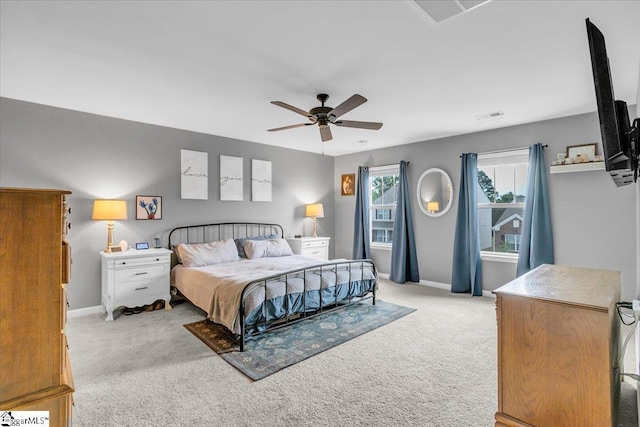 75 Oak Edge Ln, Greer, SC 29651 - bedroom with baseboards, ceiling fan, visible vents, and light colored carpet