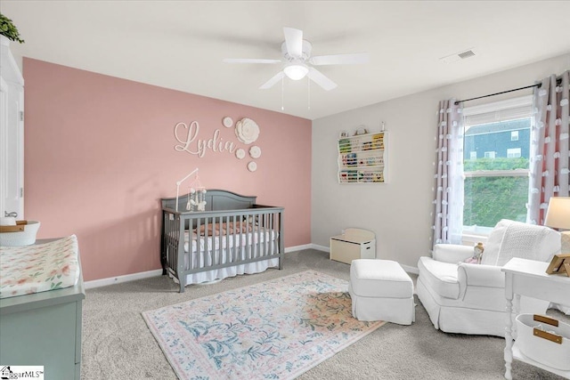 75 Oak Edge Ln, Greer, SC 29651 - bedroom with carpet floors, baseboards, a crib, and visible vents