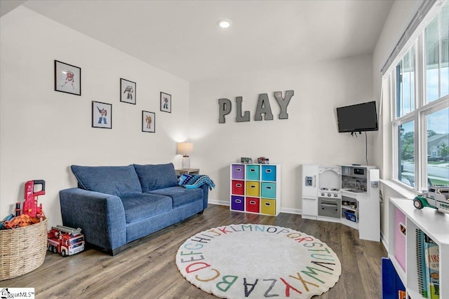 75 Oak Edge Ln, Greer, SC 29651 - playroom with baseboards, plenty of natural light, recessed lighting, and wood finished floors