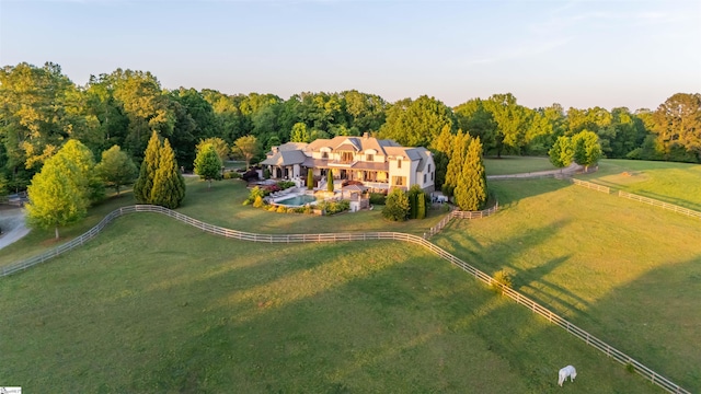 aerial view featuring a rural view