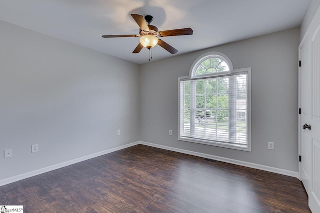 101 Merganser Ct, Liberty, SC 29657 - empty room featuring baseboards, ceiling fan, wood finished floors, and visible vents