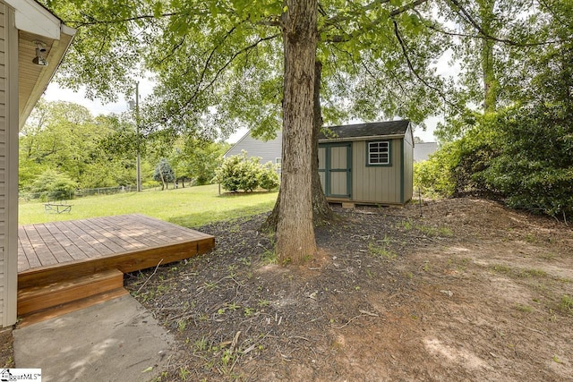 101 Merganser Ct, Liberty, SC 29657 - view of yard featuring an outdoor structure, a storage shed, and a deck