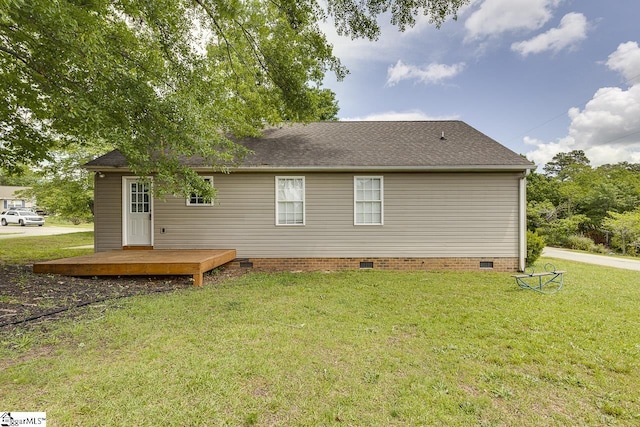 101 Merganser Ct, Liberty, SC 29657 - back of house featuring a yard, crawl space, a wooden deck, and roof with shingles