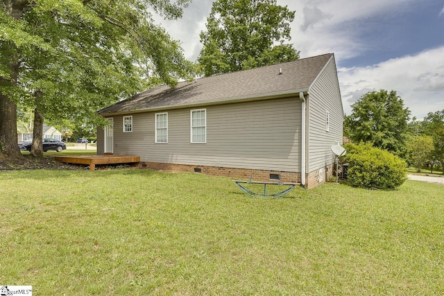 101 Merganser Ct, Liberty, SC 29657 - view of home's exterior with a lawn, crawl space, and a wooden deck