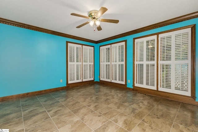 5 Bellfort Ct, Taylors, SC 29687 - spare room featuring baseboards, ornamental molding, and a ceiling fan