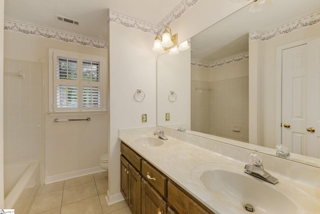 5 Bellfort Ct, Taylors, SC 29687 - bathroom with a sink, tile patterned floors, toilet, and visible vents