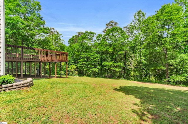 view of yard featuring a deck