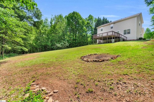 view of yard featuring a deck