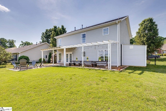 106 Hickory Valley Way, Taylors, SC 29687 - back of house featuring fence, a pergola, french doors, a patio area, and a yard