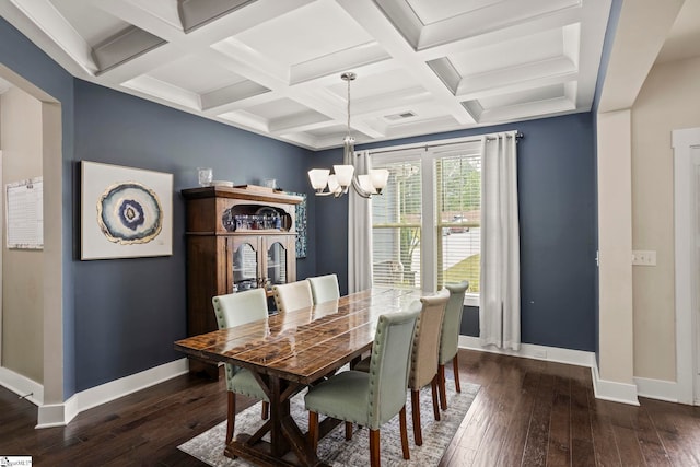 324 Runion Lake Ct, Taylors, SC 29687 - dining room with an inviting chandelier, baseboards, visible vents, and hardwood / wood-style flooring