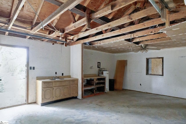 basement with a sink